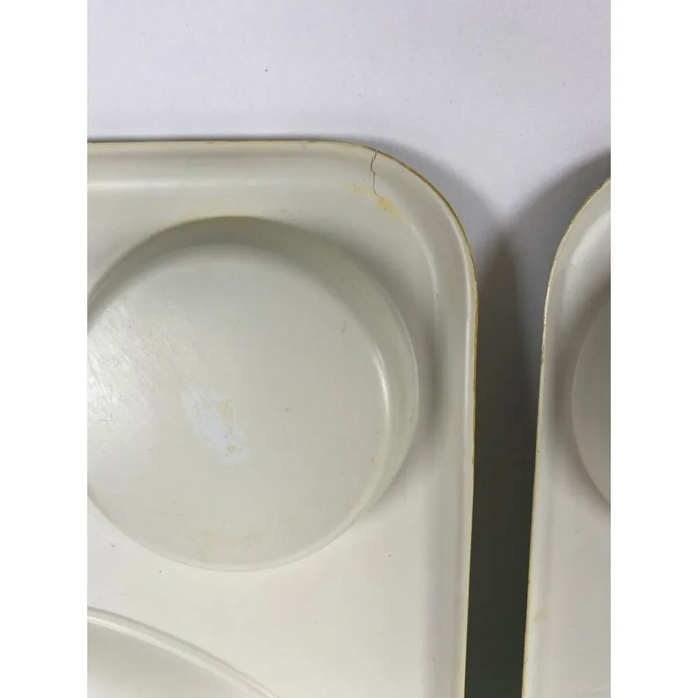 Vintage Plastic Compartment Plates And Bowls, Ruffled Edges AndColorful Patterns